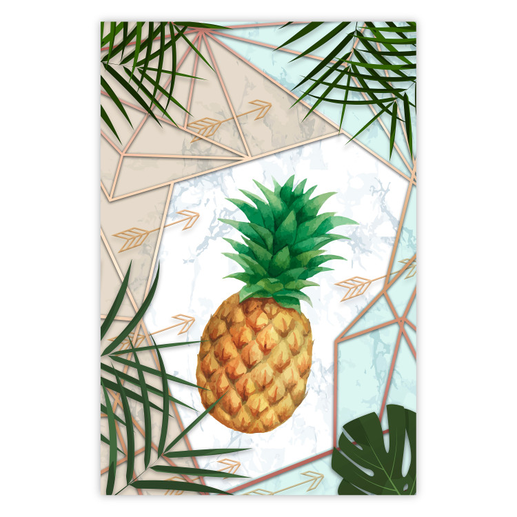 Wall Poster Tropical Fruit - pineapple in a geometric composition with green leaves 114437
