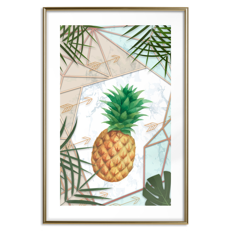 Wall Poster Tropical Fruit - pineapple in a geometric composition with green leaves 114437 additionalImage 14