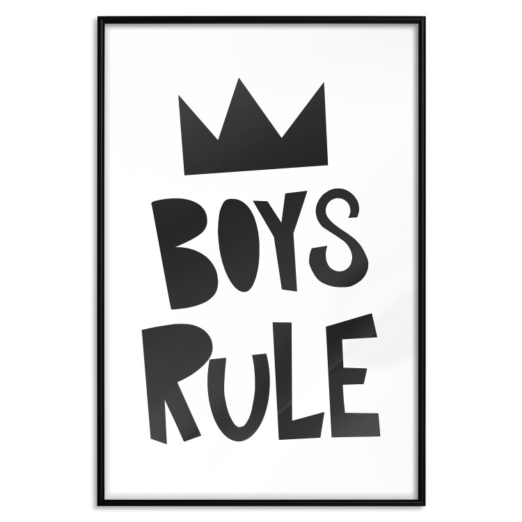Wall Poster Boys Rule - black and white composition with a crown and English texts 114737 additionalImage 24