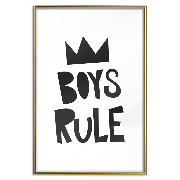 Wall Poster Boys Rule - black and white composition with a crown and English texts 114737 additionalImage 14