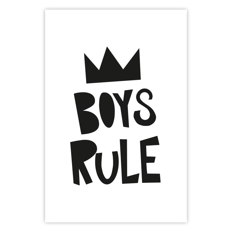 Wall Poster Boys Rule - black and white composition with a crown and English texts 114737 additionalImage 25
