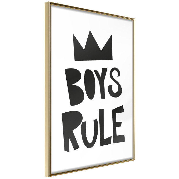 Wall Poster Boys Rule - black and white composition with a crown and English texts 114737 additionalImage 11
