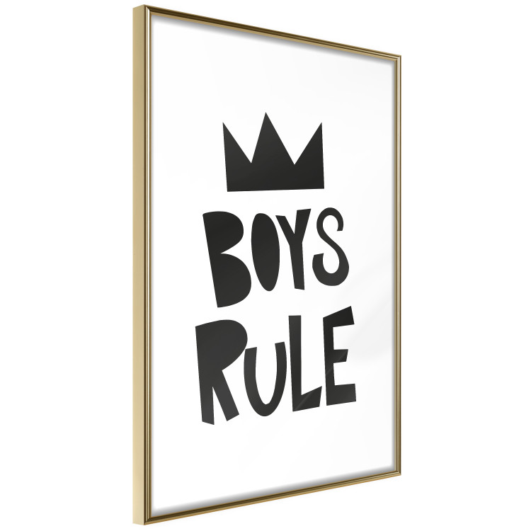 Wall Poster Boys Rule - black and white composition with a crown and English texts 114737 additionalImage 5