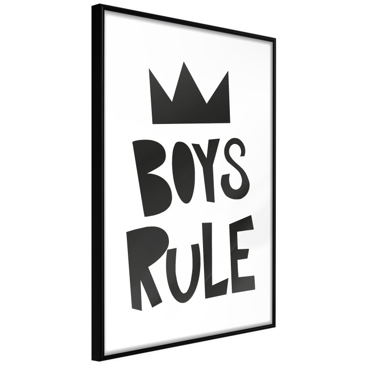 Wall Poster Boys Rule - black and white composition with a crown and English texts 114737 additionalImage 11