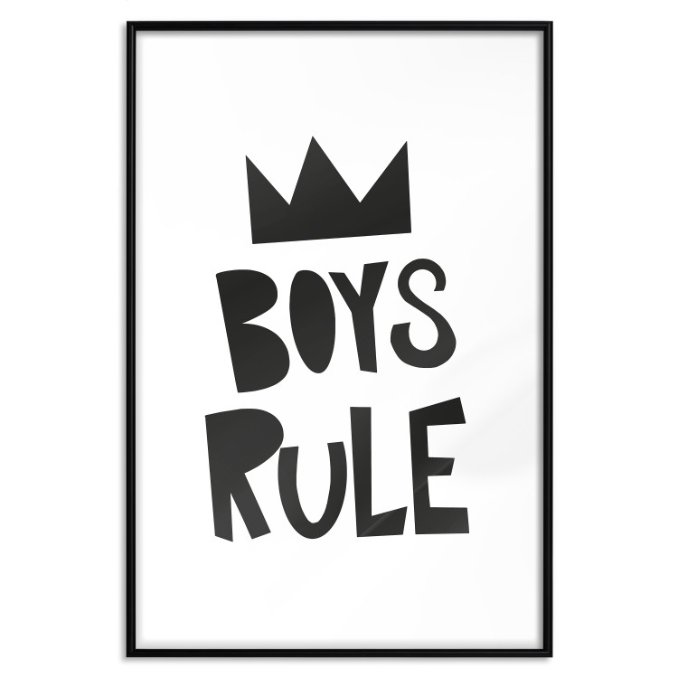 Wall Poster Boys Rule - black and white composition with a crown and English texts 114737 additionalImage 17