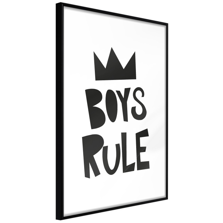 Wall Poster Boys Rule - black and white composition with a crown and English texts 114737 additionalImage 10