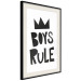 Wall Poster Boys Rule - black and white composition with a crown and English texts 114737 additionalThumb 3