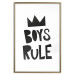 Wall Poster Boys Rule - black and white composition with a crown and English texts 114737 additionalThumb 14