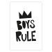 Wall Poster Boys Rule - black and white composition with a crown and English texts 114737 additionalThumb 19