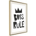 Wall Poster Boys Rule - black and white composition with a crown and English texts 114737 additionalThumb 2