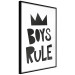 Wall Poster Boys Rule - black and white composition with a crown and English texts 114737 additionalThumb 9