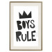 Wall Poster Boys Rule - black and white composition with a crown and English texts 114737 additionalThumb 19