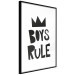 Wall Poster Boys Rule - black and white composition with a crown and English texts 114737 additionalThumb 12