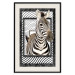 Wall Poster Zebra - black and white composition with a striped mammal on a patterned background 116437 additionalThumb 18