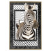 Wall Poster Zebra - black and white composition with a striped mammal on a patterned background 116437 additionalThumb 16