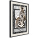 Wall Poster Zebra - black and white composition with a striped mammal on a patterned background 116437 additionalThumb 3