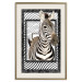 Wall Poster Zebra - black and white composition with a striped mammal on a patterned background 116437 additionalThumb 19