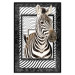Wall Poster Zebra - black and white composition with a striped mammal on a patterned background 116437 additionalThumb 18