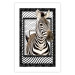 Wall Poster Zebra - black and white composition with a striped mammal on a patterned background 116437 additionalThumb 25