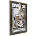 Wall Poster Zebra - black and white composition with a striped mammal on a patterned background 116437 additionalThumb 5