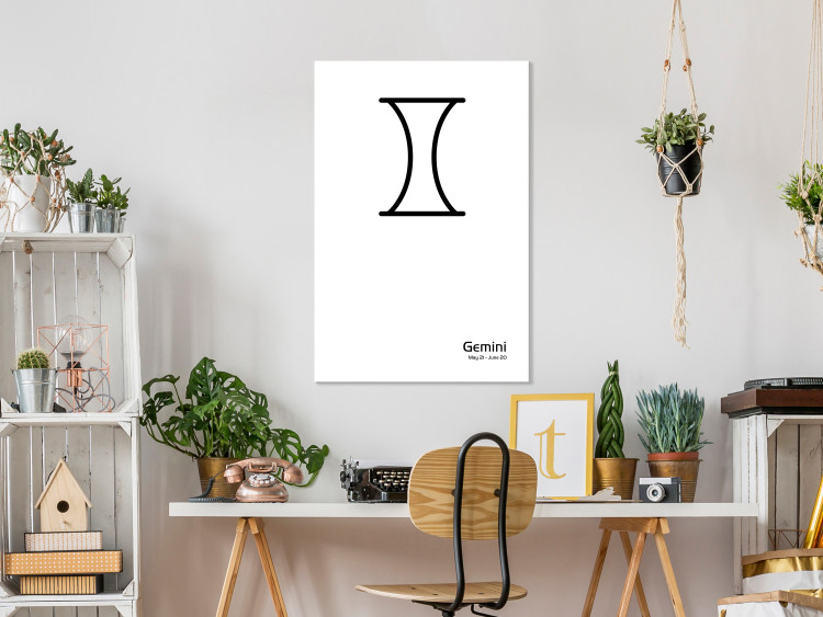 Canvas Gemini zodiac sign - minimalistic graphics with black lettering 117037 additionalImage 3