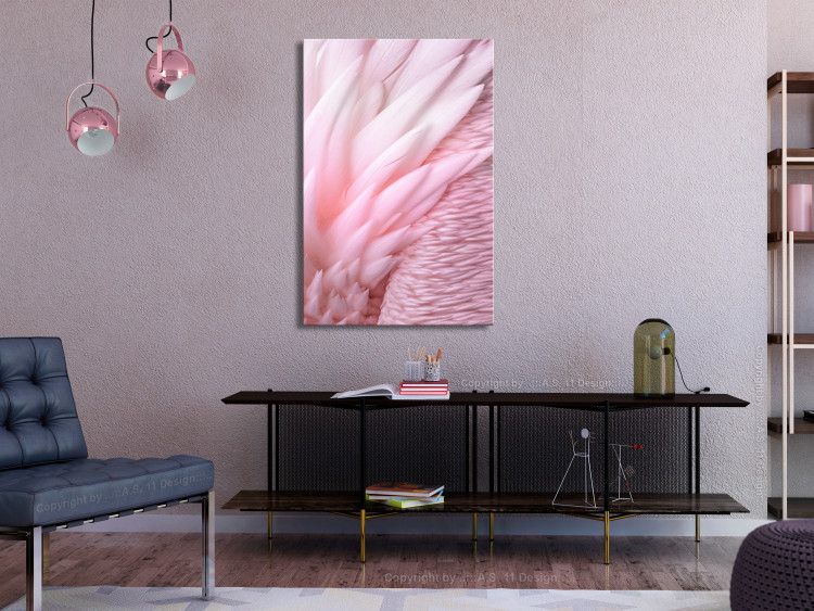 Canvas Art Print Pink feathers - the delicacy and subtlety of the unique bird nature 117137 additionalImage 3