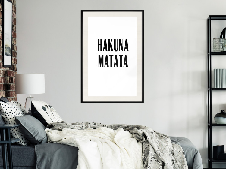 Poster Hakuna Matata - minimalist black and white composition with a text 117437 additionalImage 22