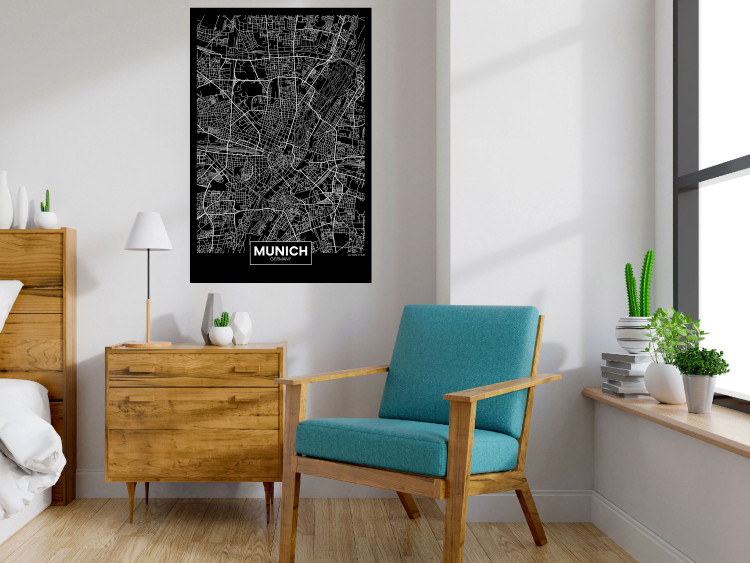 Wall Poster Dark Map of Munich - black and white composition with simple inscriptions 118137 additionalImage 17