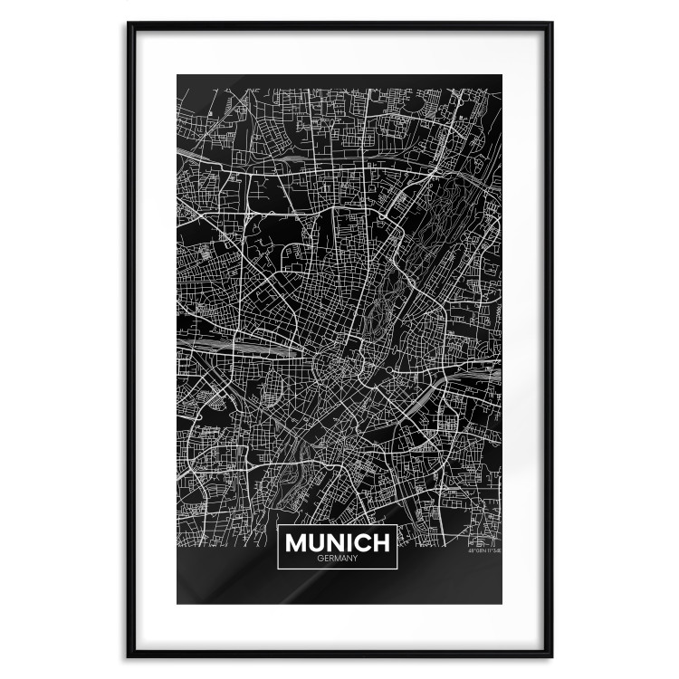 Wall Poster Dark Map of Munich - black and white composition with simple inscriptions 118137 additionalImage 15