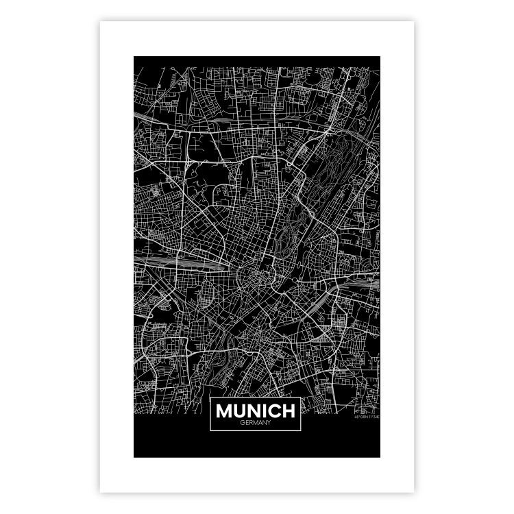 Wall Poster Dark Map of Munich - black and white composition with simple inscriptions 118137 additionalImage 19