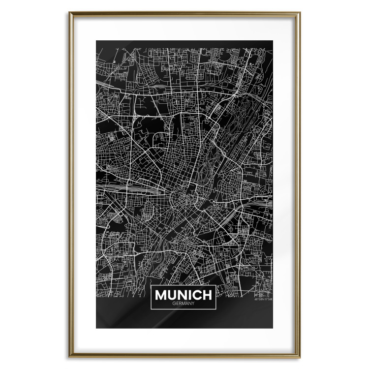 Wall Poster Dark Map of Munich - black and white composition with simple inscriptions 118137 additionalImage 14