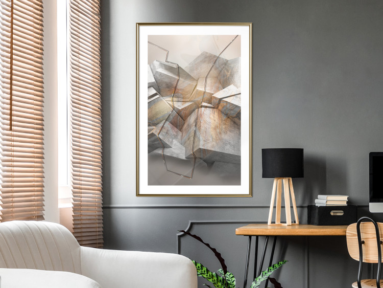 Wall Poster Uncovered Space - geometric abstraction in gray stone blocks 118337 additionalImage 13