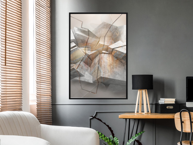 Wall Poster Uncovered Space - geometric abstraction in gray stone blocks 118337 additionalImage 3