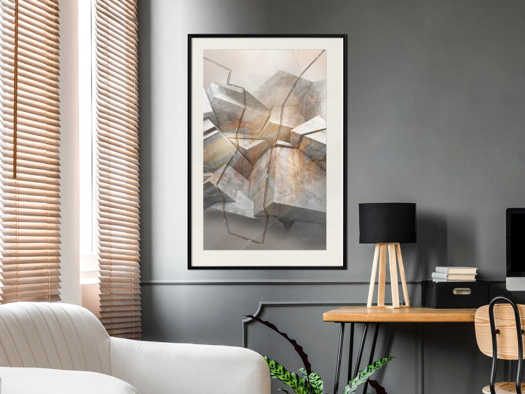 Wall Poster Uncovered Space - geometric abstraction in gray stone blocks 118337 additionalImage 22