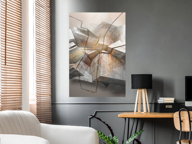 Wall Poster Uncovered Space - geometric abstraction in gray stone blocks 118337 additionalImage 23