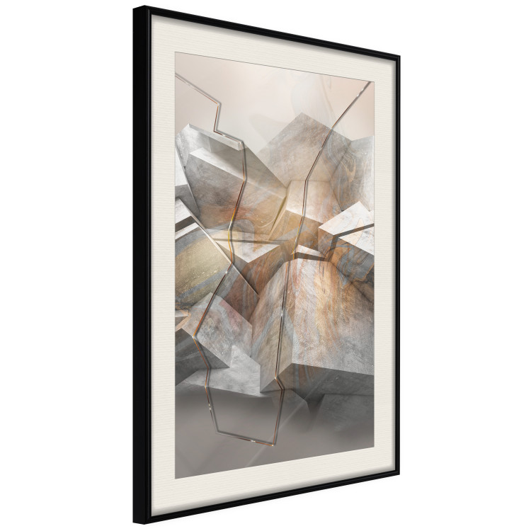 Wall Poster Uncovered Space - geometric abstraction in gray stone blocks 118337 additionalImage 3