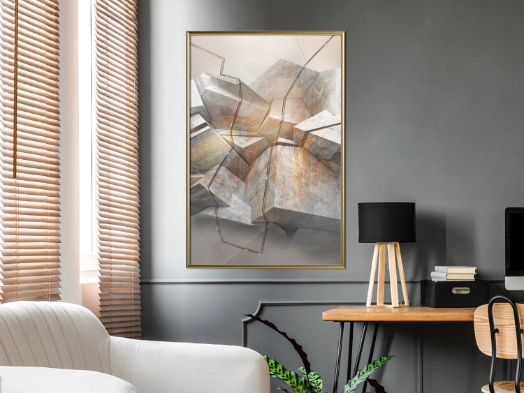 Wall Poster Uncovered Space - geometric abstraction in gray stone blocks 118337 additionalImage 7