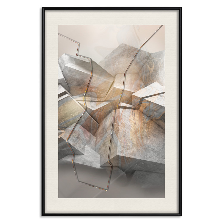 Wall Poster Uncovered Space - geometric abstraction in gray stone blocks 118337 additionalImage 18