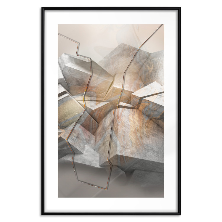 Wall Poster Uncovered Space - geometric abstraction in gray stone blocks 118337 additionalImage 17