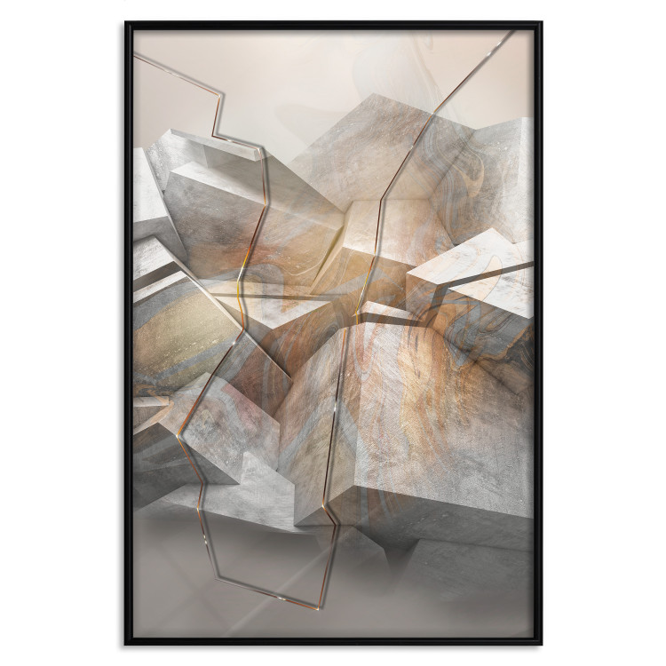 Wall Poster Uncovered Space - geometric abstraction in gray stone blocks 118337 additionalImage 24