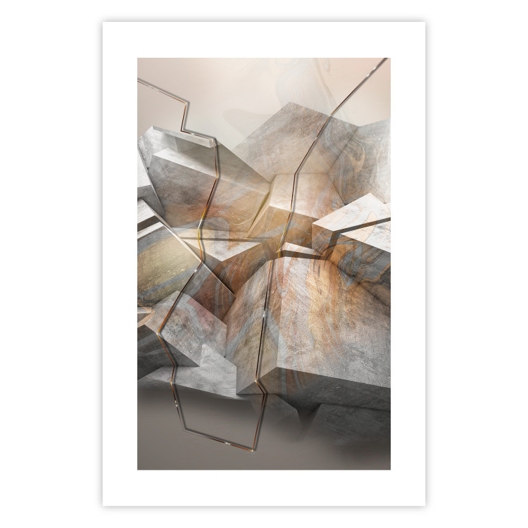 Wall Poster Uncovered Space - geometric abstraction in gray stone blocks 118337 additionalImage 25