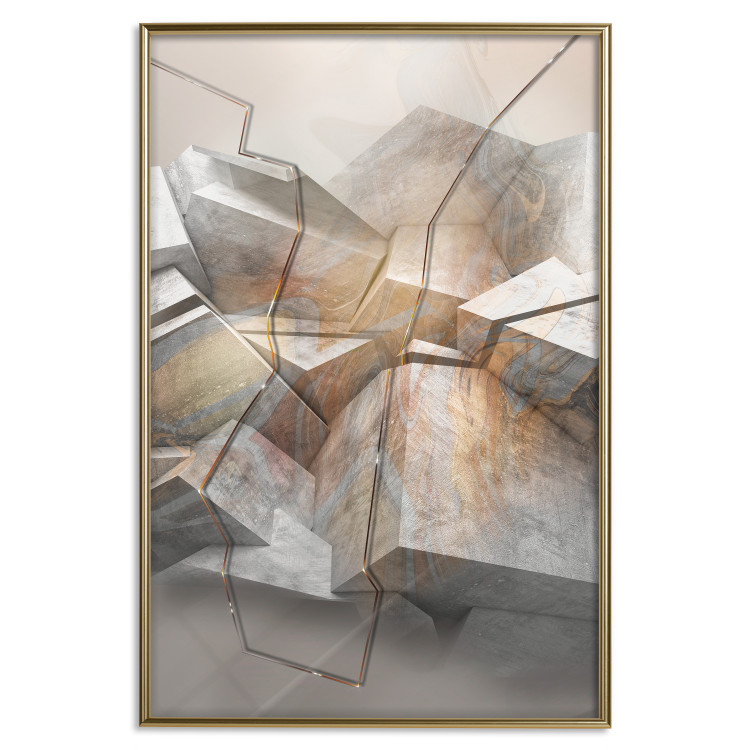 Wall Poster Uncovered Space - geometric abstraction in gray stone blocks 118337 additionalImage 16