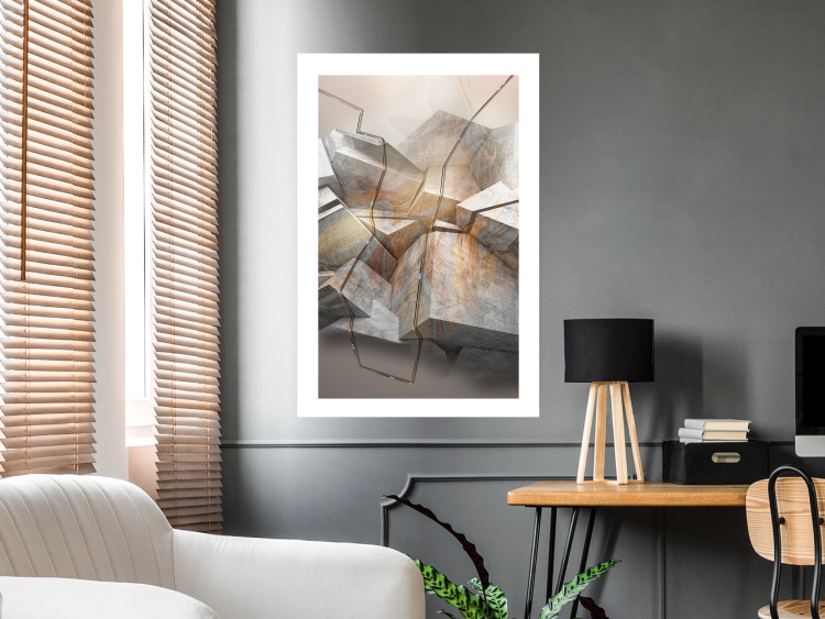 Wall Poster Uncovered Space - geometric abstraction in gray stone blocks 118337 additionalImage 2