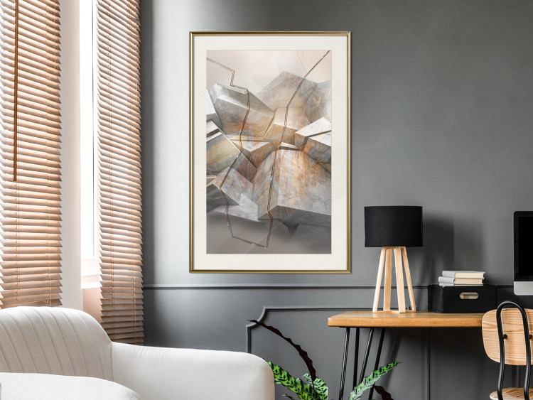 Wall Poster Uncovered Space - geometric abstraction in gray stone blocks 118337 additionalImage 21