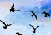 Canvas Print A key of birds in the autumn sky - a sky landscape with white clouds 123437 additionalThumb 4