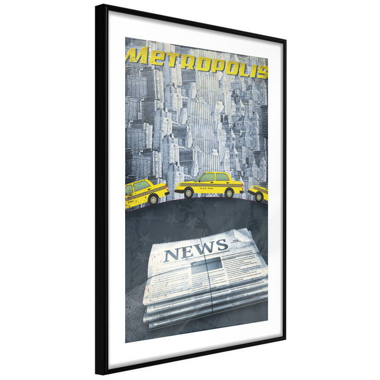 Wall Poster Metropolis - newspapers with captions and yellow cars against skyscrapers 123637 additionalImage 11
