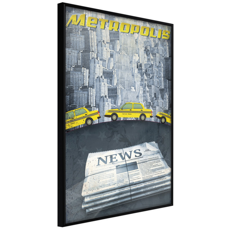 Wall Poster Metropolis - newspapers with captions and yellow cars against skyscrapers 123637 additionalImage 10