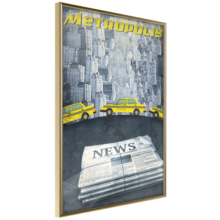Wall Poster Metropolis - newspapers with captions and yellow cars against skyscrapers 123637 additionalImage 14