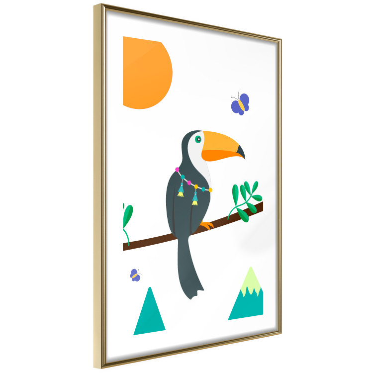 Wall Poster Toucan and Butterflies - amusing parrot with colorful necklace on white background 123737 additionalImage 6