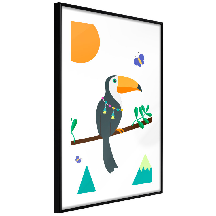 Wall Poster Toucan and Butterflies - amusing parrot with colorful necklace on white background 123737 additionalImage 11